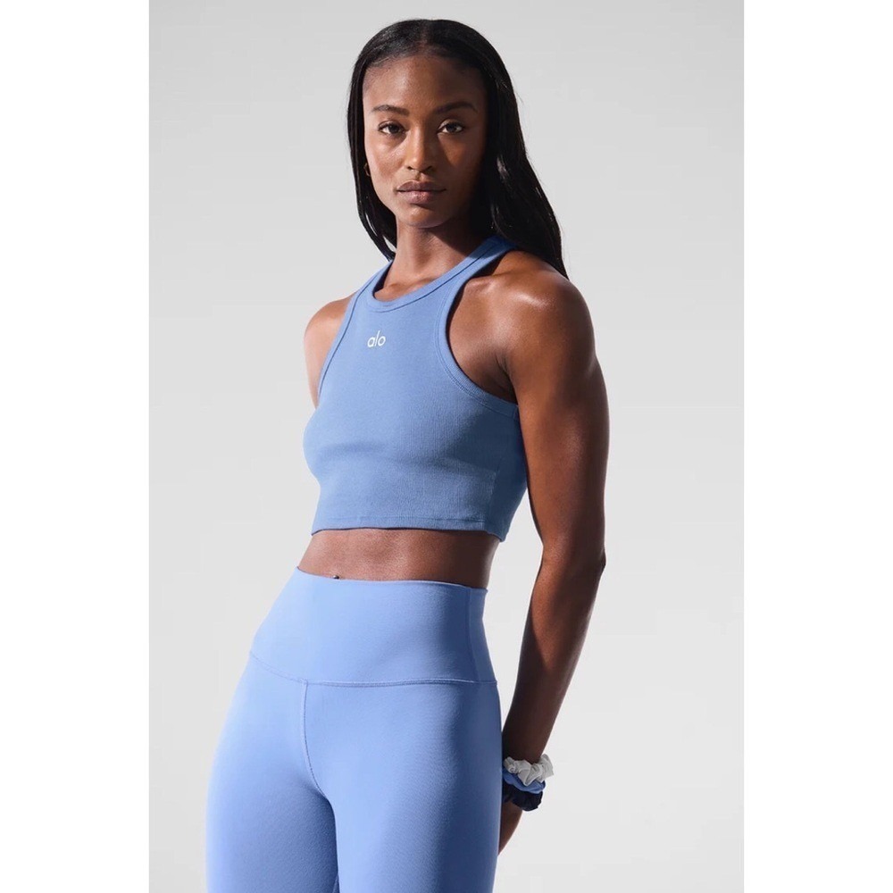 Alo Yoga Aspire Tank Crystal Clear Blue/White L - Picture 3 of 8
